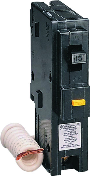 Square D Homeline HOM115GFICP Circuit Breaker, Mini, 15 A, 1 -Pole, 120 V, Fixed Trip, Plug Mounting, Black [SKU: ORG6721401]