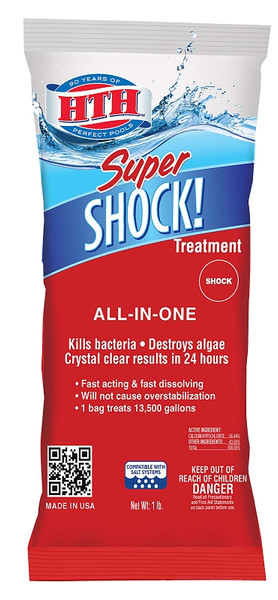 HTH Super Shock 52019 Pool Treatment, Solid, Chlorine-Like, 1 lb [SKU: ORG9114471]