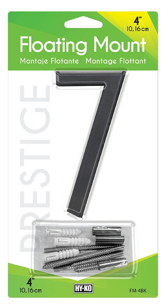 HY-KO FM-4BK-7 House Number, Character: 7, 4 in H Character, Black Character [SKU: ORG7449507]