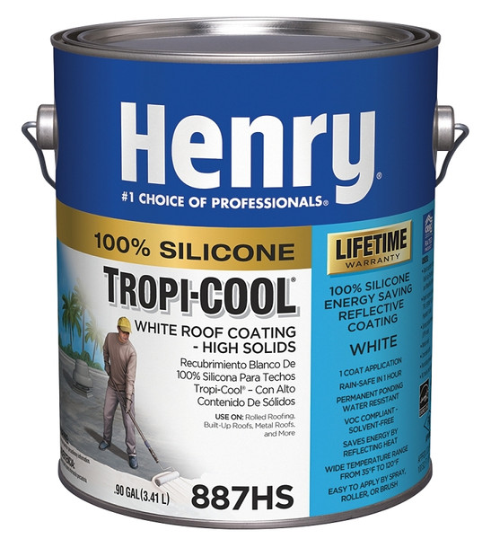 Henry Tropi-Cool Series HE887HS042 Roof Coating, White, 0.9 gal Pail, Liquid [SKU: ORG8781171]
