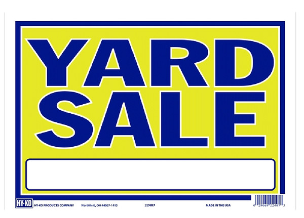 HY-KO 22407 Neon Sign, YARD SALE, Blue Legend, Yellow Background, Plastic, 9 in H x 13 in W Dimensions [SKU: ORG9545229]