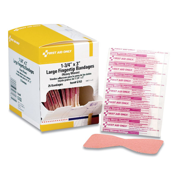 Heavy Woven Adhesive Bandages, Fingertip, 1.75 x 3, 25/Box [SKU: FAOG163]