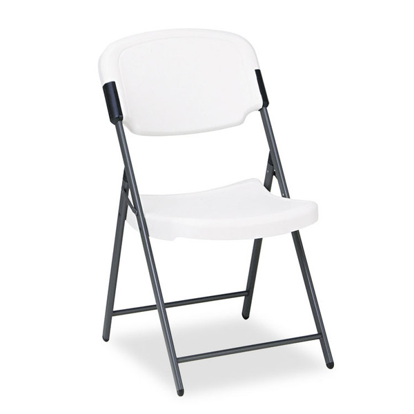 Rough n Ready Commercial Folding Chair, Supports Up to 350 lb, 15.25" Seat Height, Platinum Seat, Platinum Back, Black Base [SKU: ICE64003]