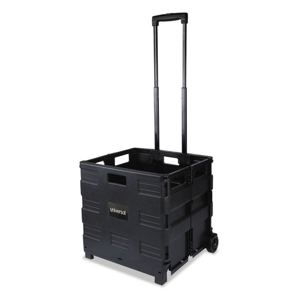 Collapsible Mobile Storage Crate, Plastic, 18.25 x 15 x 18.25 to 39.37, Black [SKU: UNV14110]