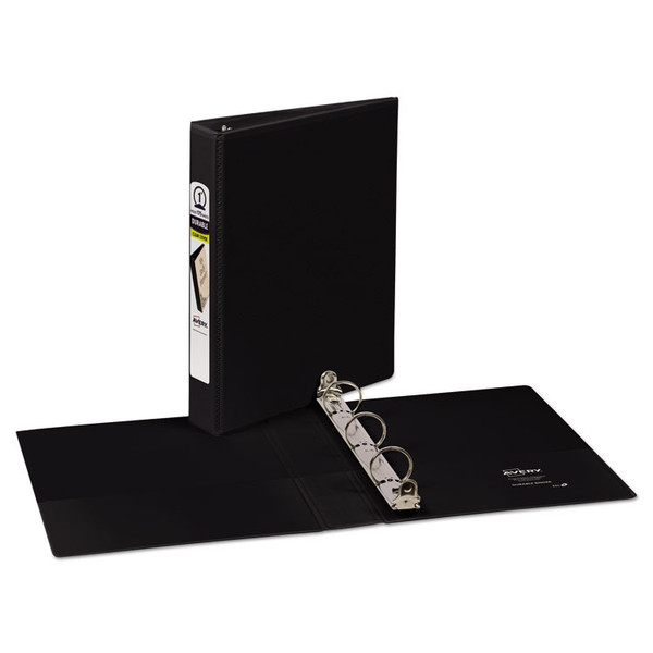 Mini Size Durable View Binder with Round Rings, 3 Rings, 1" Capacity, 8.5 x 5.5, Black [SKU: AVE17167]