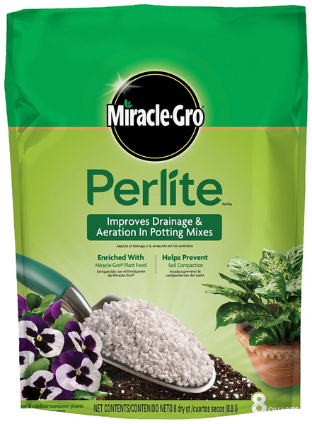 Miracle-Gro 74278430 Perlite, Granular, Off-White/White, Mild, 8 qt Bag [SKU: ORG7377039]