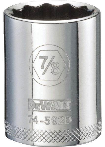 DeWALT DWMT74592OSP Drive Socket, 7/8 in Socket, 1/2 in Drive, 12-Point, Steel, Polished Chrome Vanadium [SKU: ORG7516396]