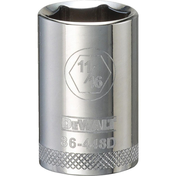 DeWALT DWMT86448OSP Drive Socket, 11/16 in Socket, 1/2 in Drive, 6-Point, Steel, Polished Chrome Vanadium [SKU: ORG7519507]