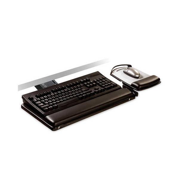 Sit/Stand Easy Adjust Keyboard Tray, Highly Adjustable Platform,, Black [SKU: MMMAKT180LE]