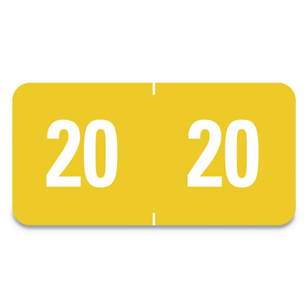 Yearly End Tab File Folder Labels, 20, 0.5 x 1, Yellow, 25/Sheet, 10 Sheets/Pack [SKU: SMD67920]