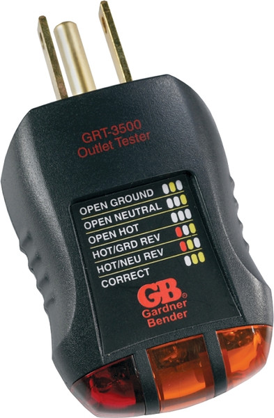 GB GRT-3500 Receptacle Tester and Circuit Analyzer, 110 to 125 VAC, LED Display, Black [SKU: ORG9462300]