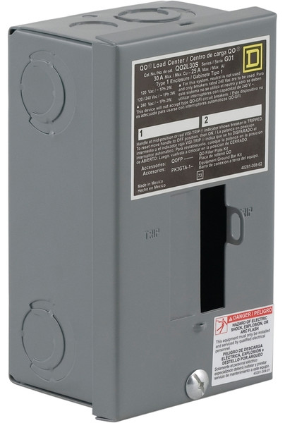Square D QO QO2L30SCP Load Center, 30 A, 2 -Space, 2 -Circuit, Main Lug, NEMA 1 Enclosure, Plug Mounting, Gray [SKU: ORG6475958]