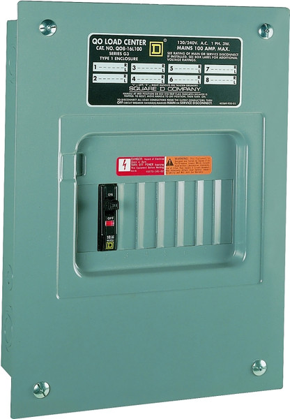 Square D QO QO816L100FCP Load Center, 100 A, 8 -Space, 16 -Circuit, Main Lug, NEMA 1 Enclosure, Plug Mounting [SKU: ORG6925960]