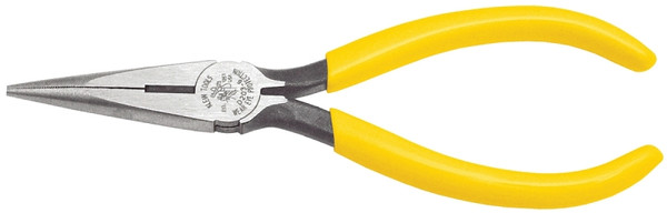 KLEIN TOOLS D203-7 Nose Plier, 7-3/16 in OAL, 1-1/4 in Jaw Opening, Yellow Handle, Dipped Handle, 0.688 in W Jaw [SKU: ORG6372213]