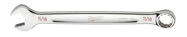 Milwaukee 45-96-9422 Combination Wrench, SAE, 11/16 in Head, 8.86 in L, 12-Point, Steel, Chrome [SKU: ORG1386283]