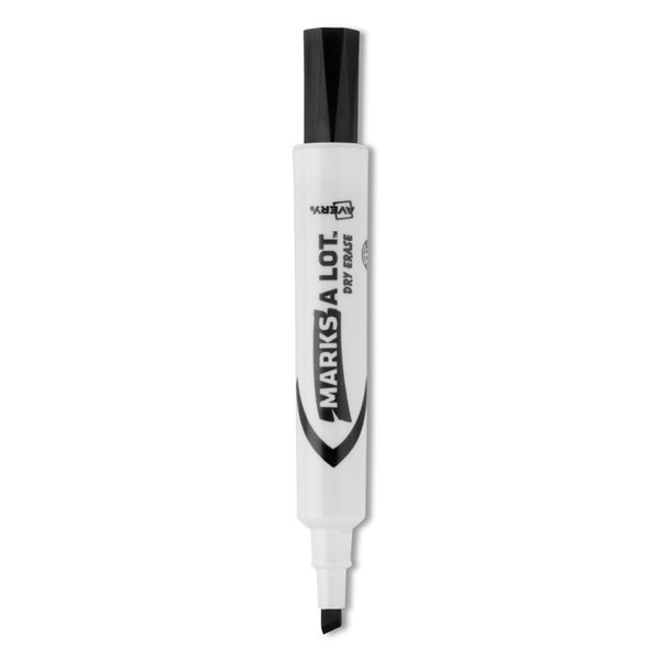 MARKS A LOT Desk-Style Dry Erase Marker, Broad Chisel Tip, Black, Dozen (24408) [SKU: AVE24408]