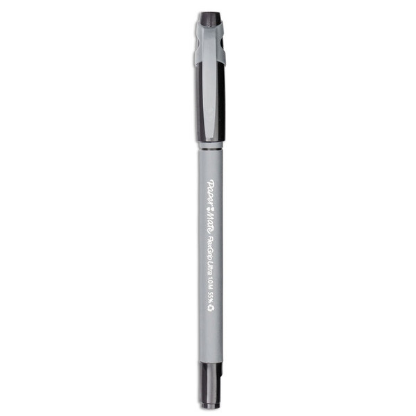 FlexGrip Ultra Ballpoint Pen, Stick, Medium 1 mm, Black Ink, Gray Barrel, Dozen [SKU: PAP9630131]