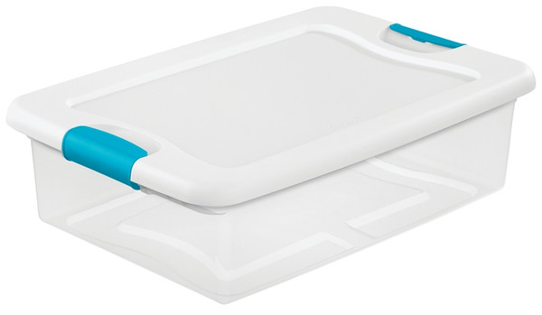 Sterilite 14968006 Latching Box, Plastic, Clear/White, 23-3/4 in L, 16 in W, 6-7/8 in H [SKU: ORG4387114]