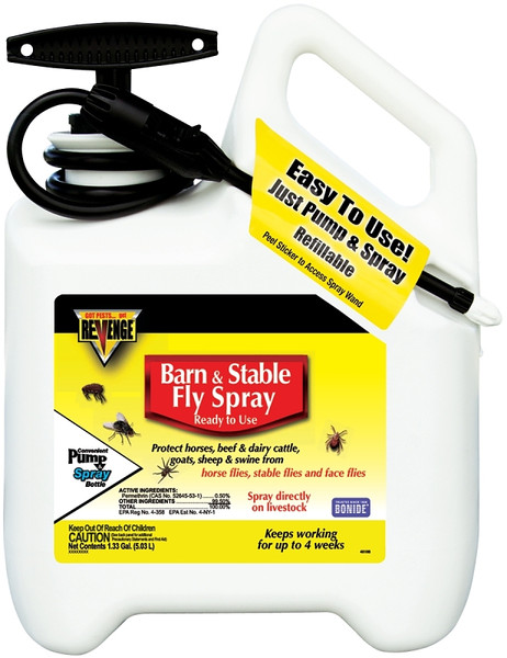 Bonide 46186 Barn and Stable Fly Spray, Liquid, Opaque White, Insecticide, 1.33 gal [SKU: ORG7132053]