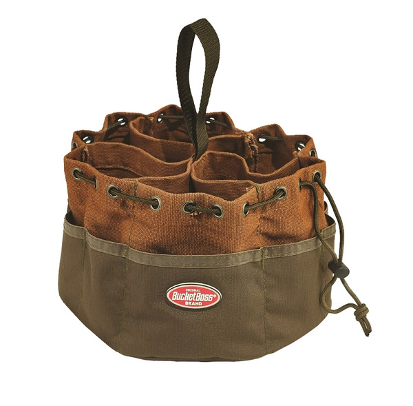 Bucket Boss 25001 Parachute Bag, 10 in W, 10 in D, 6-1/2 in H, 19-Pocket, Canvas, Brown [SKU: ORG3373792]