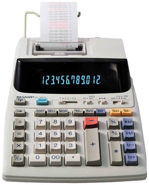 Sharp EL-1801V Printing Calculator, 12 Display, Fluorescent Display, Off-White [SKU: ORG6234140]