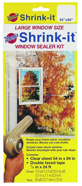 Warp's Shrink-it Series SK-54 Window Sealer Kit, 54 in W, Clear [SKU: ORG8947319]