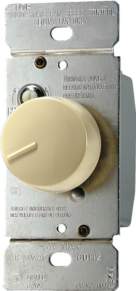 Eaton Wiring Devices RFS5-V-K Rotary Control Switch, 5 A, 120 V, Rotary Actuator, Polycarbonate, Ivory [SKU: ORG0092668]
