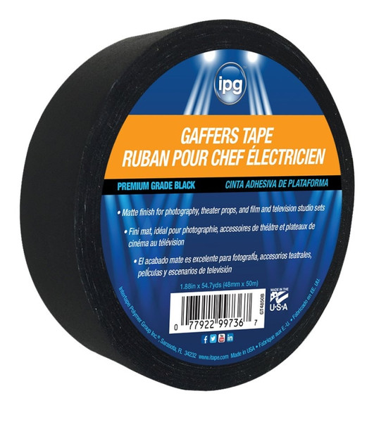 IPG 5638 Gaffers Tape, 60 yd L, 1.87 in W, Black [SKU: ORG1752054]