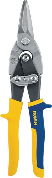 IRWIN 2073113 Aviation Snip, 10 in OAL, 1-5/16 in L Cut, Curved, Straight Cut, Steel Blade, Double-Dipped Handle [SKU: ORG1942499]
