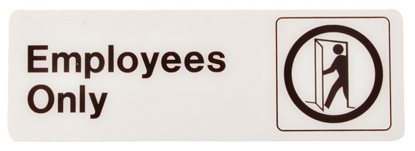 HY-KO D-2 Graphic Sign, Rectangular, Employees Only, Dark Brown Legend, White Background, Plastic [SKU: ORG6718621]