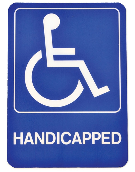 HY-KO D-17 Graphic Sign, Rectangular, HANDICAPPED, White Legend, Blue Background, Plastic, 5 in W x 7 in H Dimensions [SKU: ORG6718696]