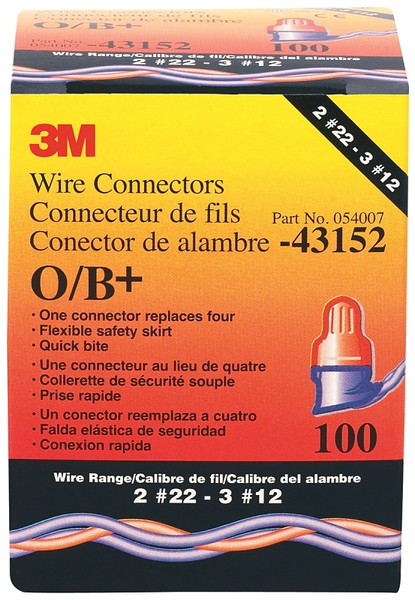 3M Performance Plus O/B Wire Connector, 22 to 12 AWG Wire, Steel Contact, Blue/Orange [SKU: ORG8450546]