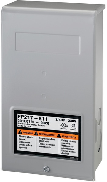 Flotec FP217-810 Control Box, 230 V, 0.5 hp, 3-Wire, Multiple Size Electrical Knockout, NEMA 3R Enclosure [SKU: ORG6459952]