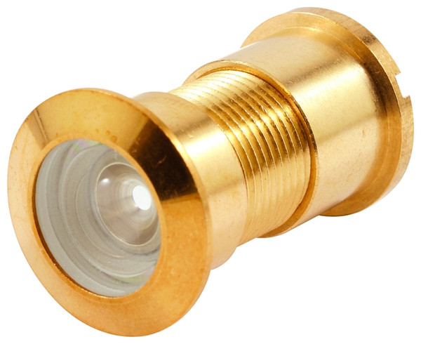 Defender Security U 9896 Door Viewer, 130 deg Viewing, 1-3/4 to 2-3/8 in Thick Door, Brass, Brass [SKU: ORG4324208]