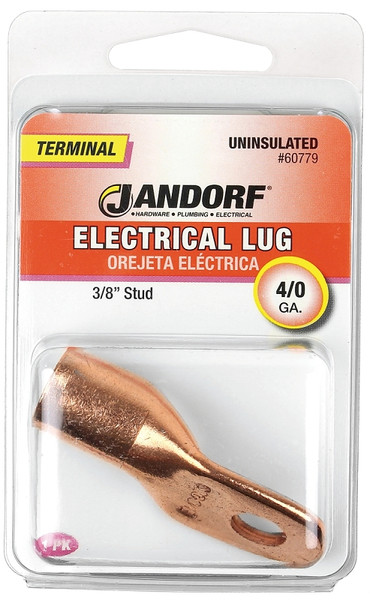Jandorf 60779 Electrical Lug, 4/0 AWG Wire, 3/8 in Stud, Copper Contact, Brown [SKU: ORG3399342]