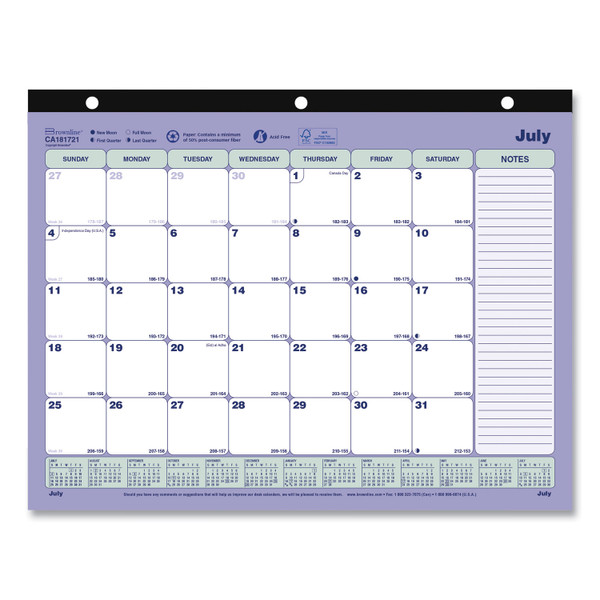 Academic 13-Month Desk Pad Calendar, 11 x 8.5, Black Binding, 13-Month (July to July): 2023 to 2024 [SKU: REDCA181721]