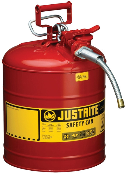 JUSTRITE 7250120 Safety Can, 5 gal Capacity, Steel, Red [SKU: ORG7485949]