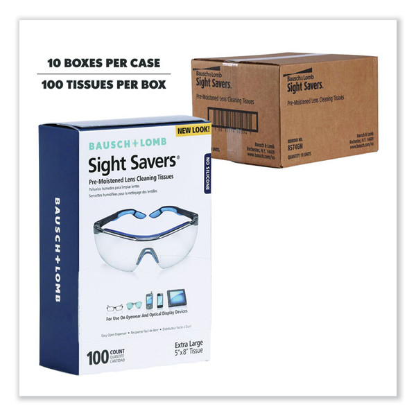 Sight Savers Premoistened Lens Cleaning Tissues, 8 x 5, 100/Box, 10 Box/Carton [SKU: BAL8574GMCT]