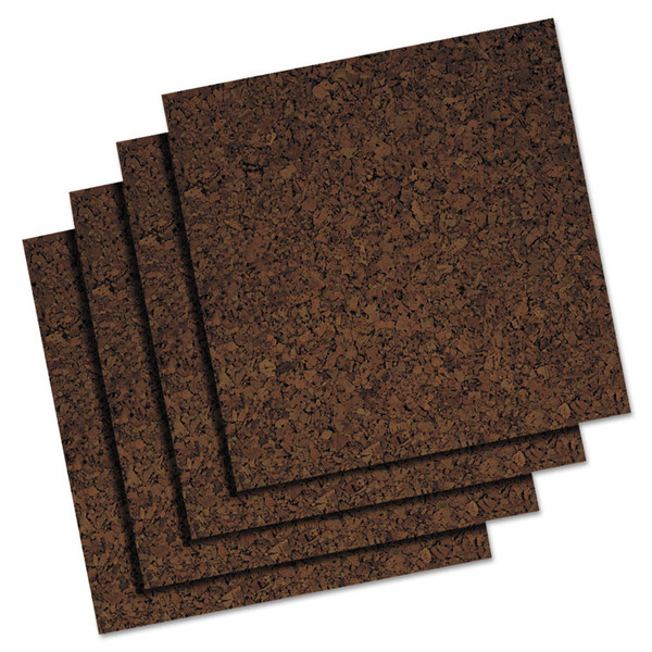 Cork Panel Bulletin Board, Brown, 12 x 12, 4 Panels/Pack [SKU: QRT101]