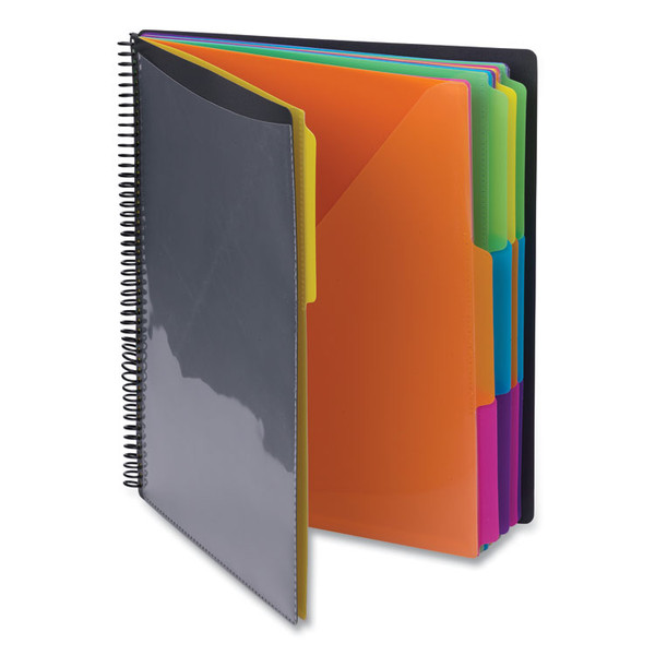 Poly Project Organizer, 24 Letter-Size Sleeves, Gray with Bright Pockets [SKU: SMD89206]