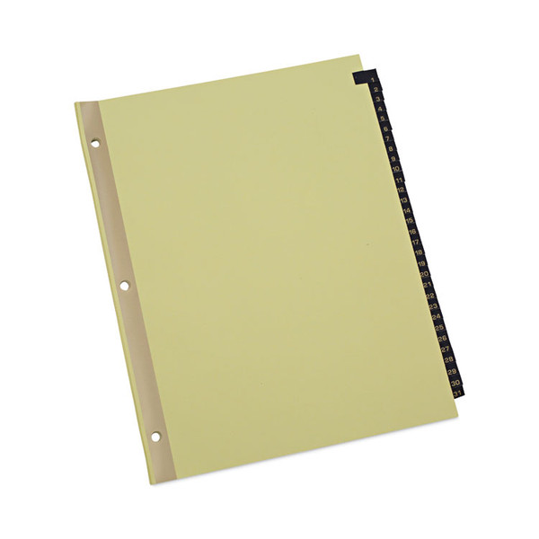 Deluxe Preprinted Simulated Leather Tab Dividers with Gold Printing, 31-Tab, 1 to 31, 11 x 8.5, Buff, 1 Set [SKU: UNV20822]