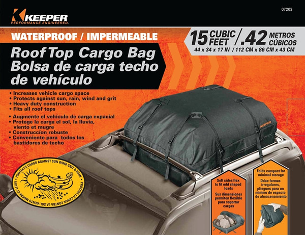 KEEPER 07203 Roof Top Bag, 15 cu-ft Capacity, 44 in L, 34 in W, Cargo, Black [SKU: ORG2835882]