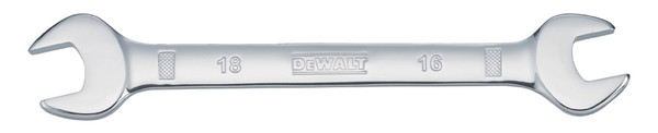 DeWALT DWMT75435OSP Open End Wrench, Metric, 16 x 18 mm Head, 8-1/32 in L, Polished Chrome [SKU: ORG7523061]