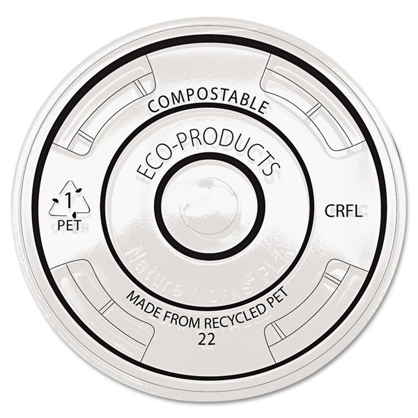 BlueStripe Recycled Content Cold Cup Flat Lids, Fits 9 oz to 24 oz Cups, Clear, 100/Pack, 10 Packs/Carton [SKU: ECOEPCRFL]