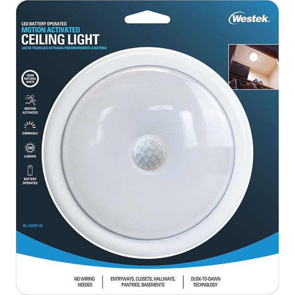 Westek BL-CSMT-WT Ceiling Light, C Battery, LED Lamp, 200 Lumens, White [SKU: ORG2757284]