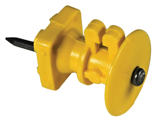 Zareba IWKNY-Z Wood Post Knob Insulator, 9 to 22 ga Fence Wire, Aluminum/Polywire/Steel, Polyethylene, Yellow [SKU: ORG6841175]