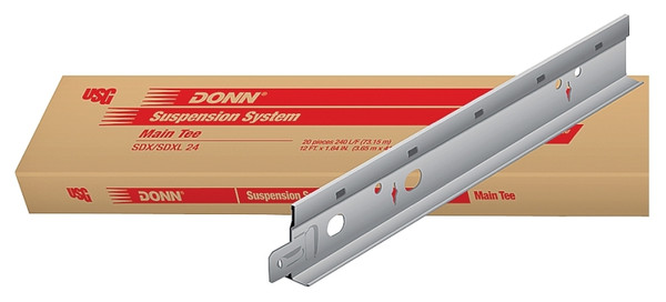 USG DONN SDX/SDXL Series SDKL24 Main Tee, Galvanized Steel, Flat White [SKU: ORG6939334]