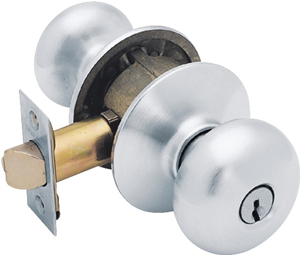Schlage Plymouth Series F51A NPLY626KA4 Keyed Entry Knob, Brass/Zinc, Satin Chrome [SKU: ORG6178271]