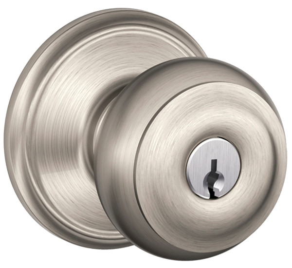 Schlage Georgian Series F51A VGEO619KA4 Keyed Entry Knob, Solid Brass/Zinc, Satin Nickel [SKU: ORG9654443]