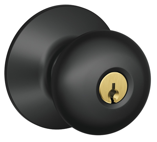 Schlage Plymouth Series F51APLY622 Keyed Entry Knob, Brass/Zinc, Matte [SKU: ORG3319803]